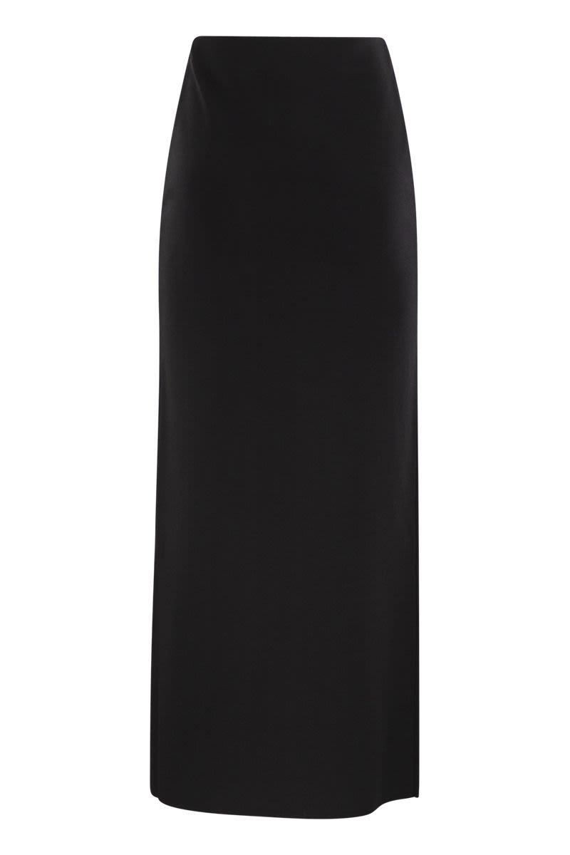 MAX MARA Stretch Viscose Crepe Skirt with Elasticated Waist - Toe Length