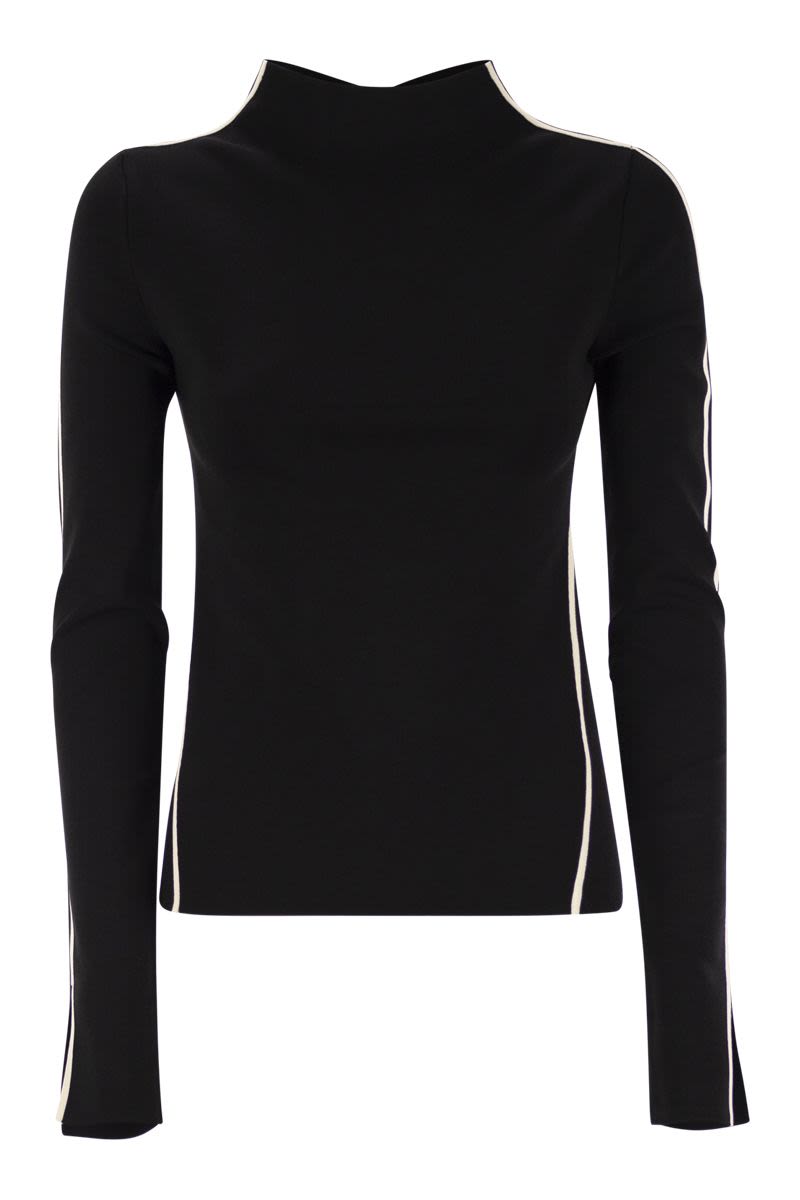 MAX MARA SPORTMAX Fitted Long Sleeves T-Shirt with Contrasting Edges - SS25