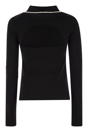 MAX MARA SPORTMAX Fitted Long Sleeves T-Shirt with Contrasting Edges - SS25