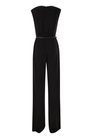 MAX MARA Asymmetrical Draped Jumpsuit with Wide Leg Trousers