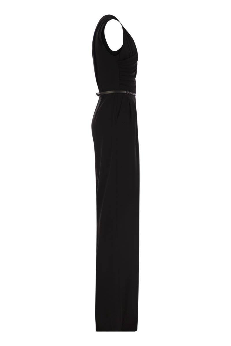 MAX MARA Asymmetrical Draped Jumpsuit with Wide Leg Trousers