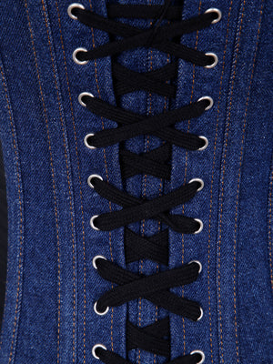 JEAN PAUL GAULTIER Denim Corset with Mesh Detail