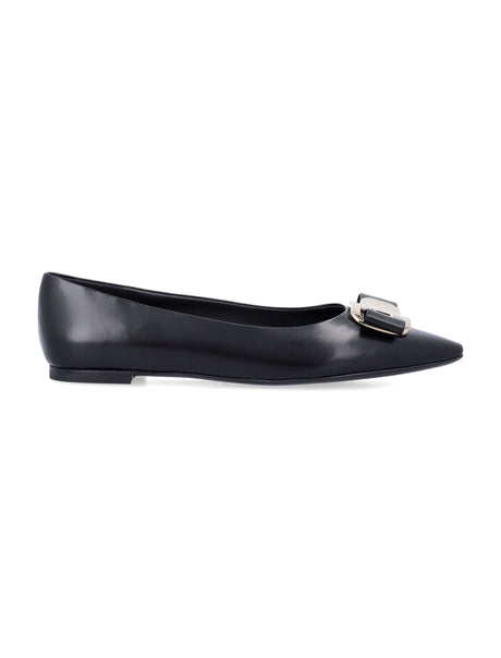 FERRAGAMO Elegant Mini Ballet Flats with Metal Accent