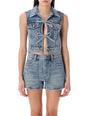 ALEXANDER WANG Clear Bead Hotfix Denim Vest - Size S