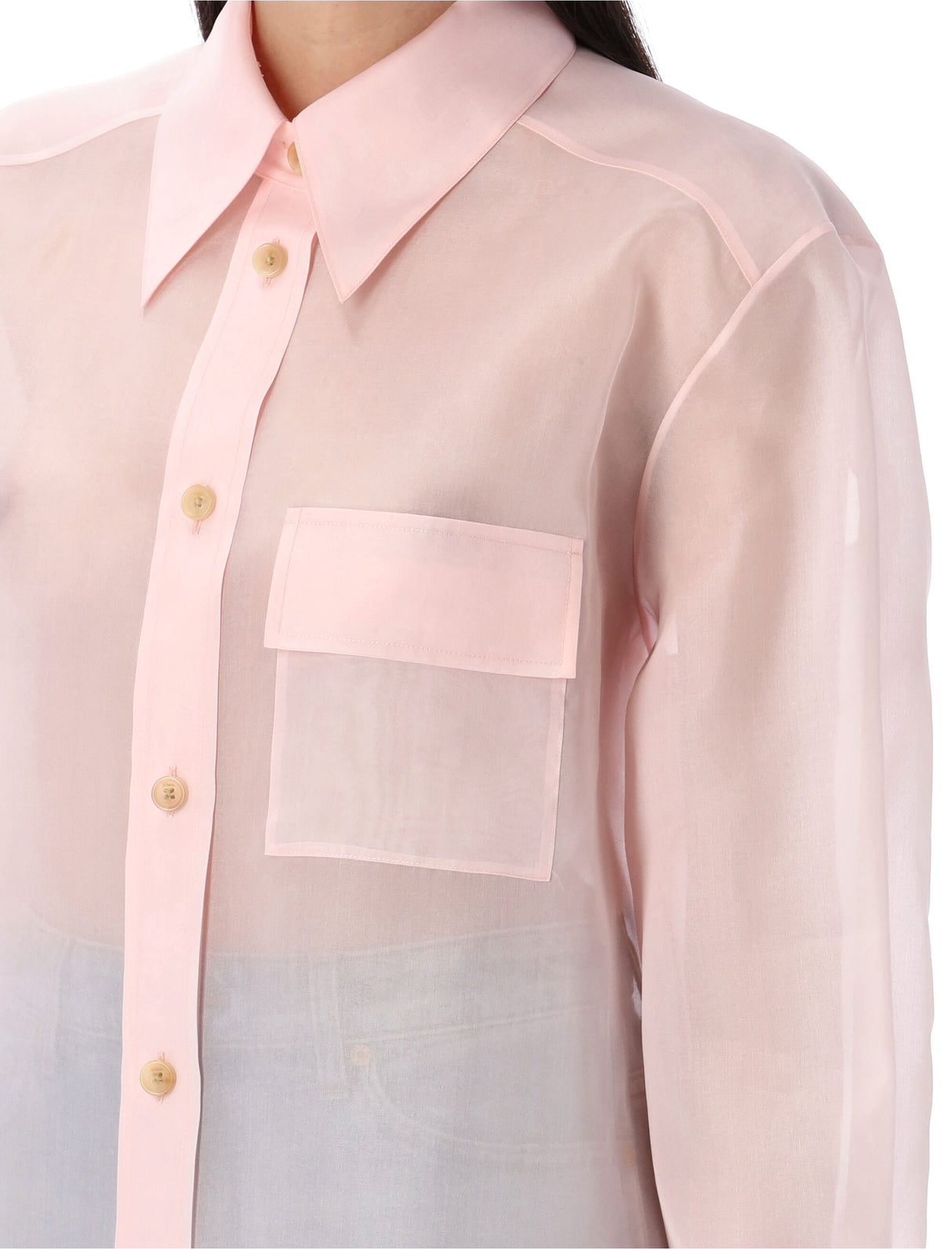 KHAITE Silk Shirt with Point Collar - Size 4