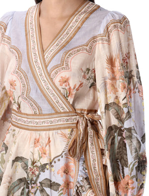 ZIMMERMANN Floral Mini Wrap Frill Dress