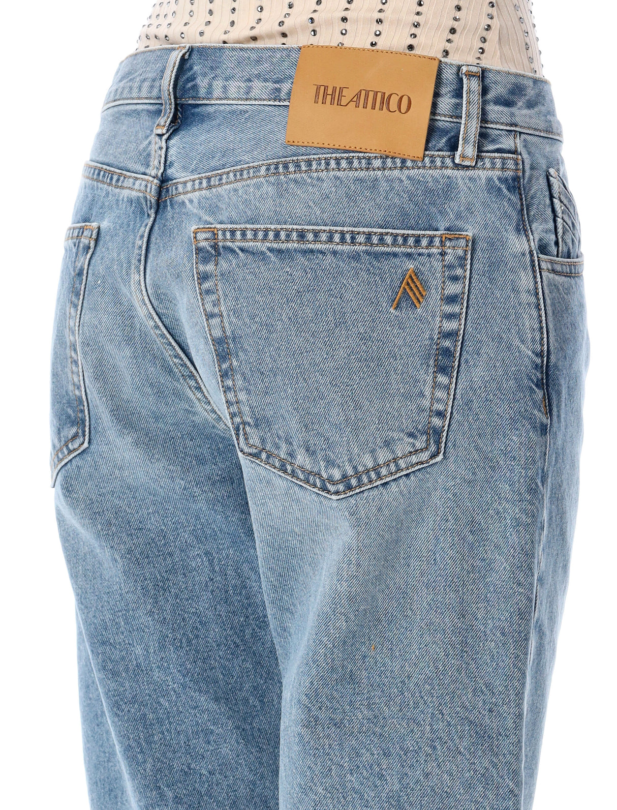 THE ATTICO Knee-Length Cotton Boyfriend Mini Denim Shorts - Size 26