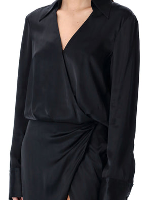 THE ATTICO Long Satin Shirt Dress - Size 40