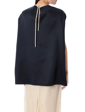 CARVEN Elegant Cocoon Top with Mock-Pearl Trim - Size 34