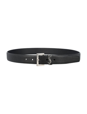 SAINT LAURENT Smooth Leather Cassandre Belt - 3 cm Height