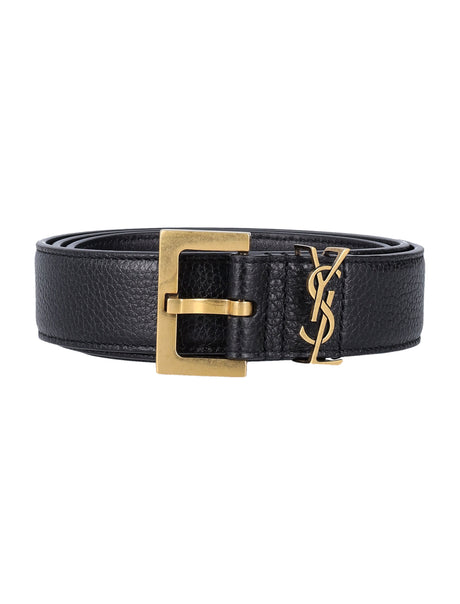 SAINT LAURENT Cassandra 3CM Grained Leather Belt