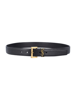 SAINT LAURENT Cassandra 3CM Grained Leather Belt