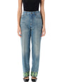 VALENTINO GARAVANI Jacquard Trims Denim Pants - Women Size 26