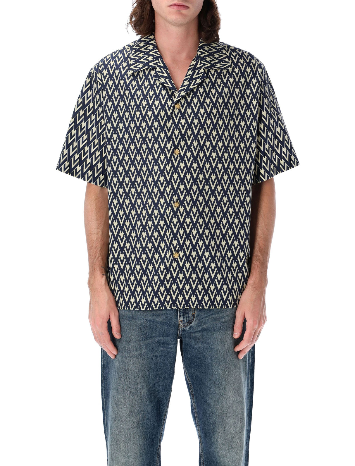 VALENTINO GARAVANI Men's The V Print Bowling Shirt in Boxy Fit