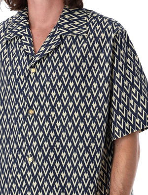 VALENTINO GARAVANI Men's The V Print Bowling Shirt in Boxy Fit