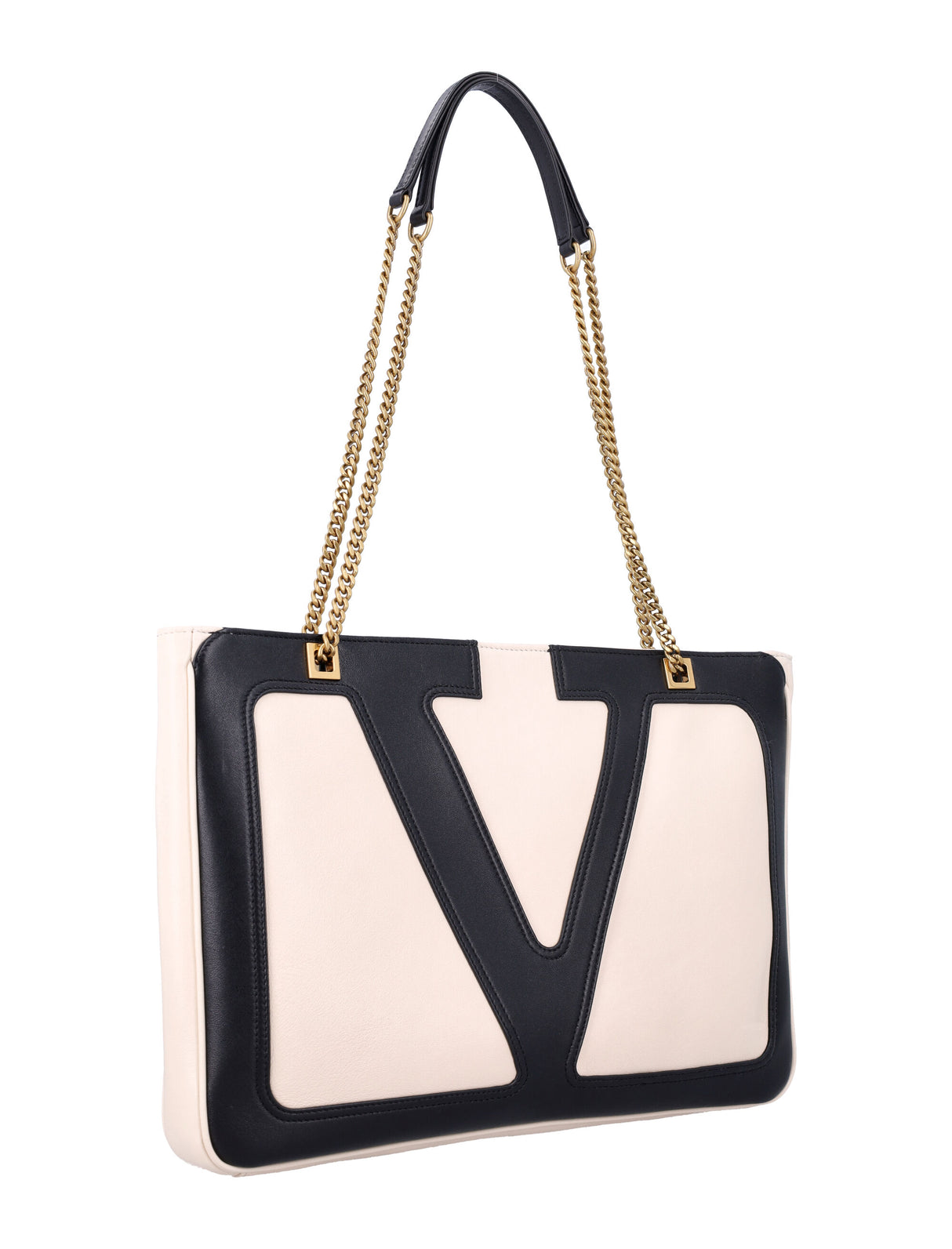 VALENTINO GARAVANI Medium Shopping Handbag with Chain and Leather Straps