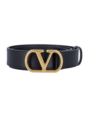 VALENTINO GARAVANI Signature Leather Belt with VLogo Buckle - 3 cm Height