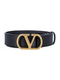 VALENTINO GARAVANI Signature Leather Belt with VLogo Buckle - 3 cm Height