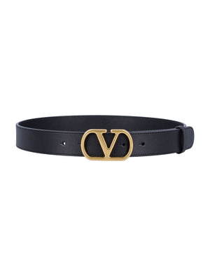 VALENTINO GARAVANI Signature Leather Belt with VLogo Buckle - 3 cm Height