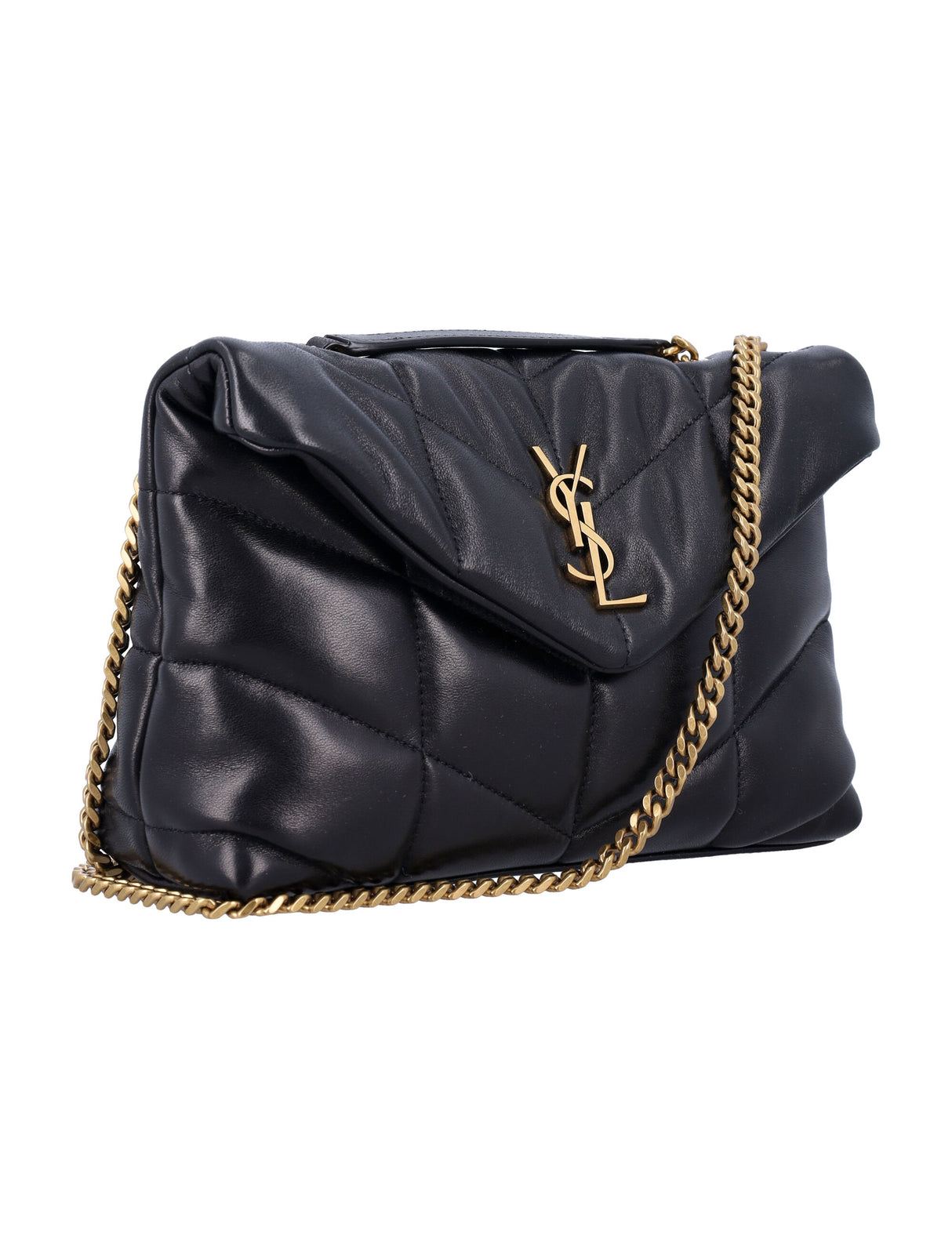 SAINT LAURENT Mini Chevron Quilted Puffer Handbag