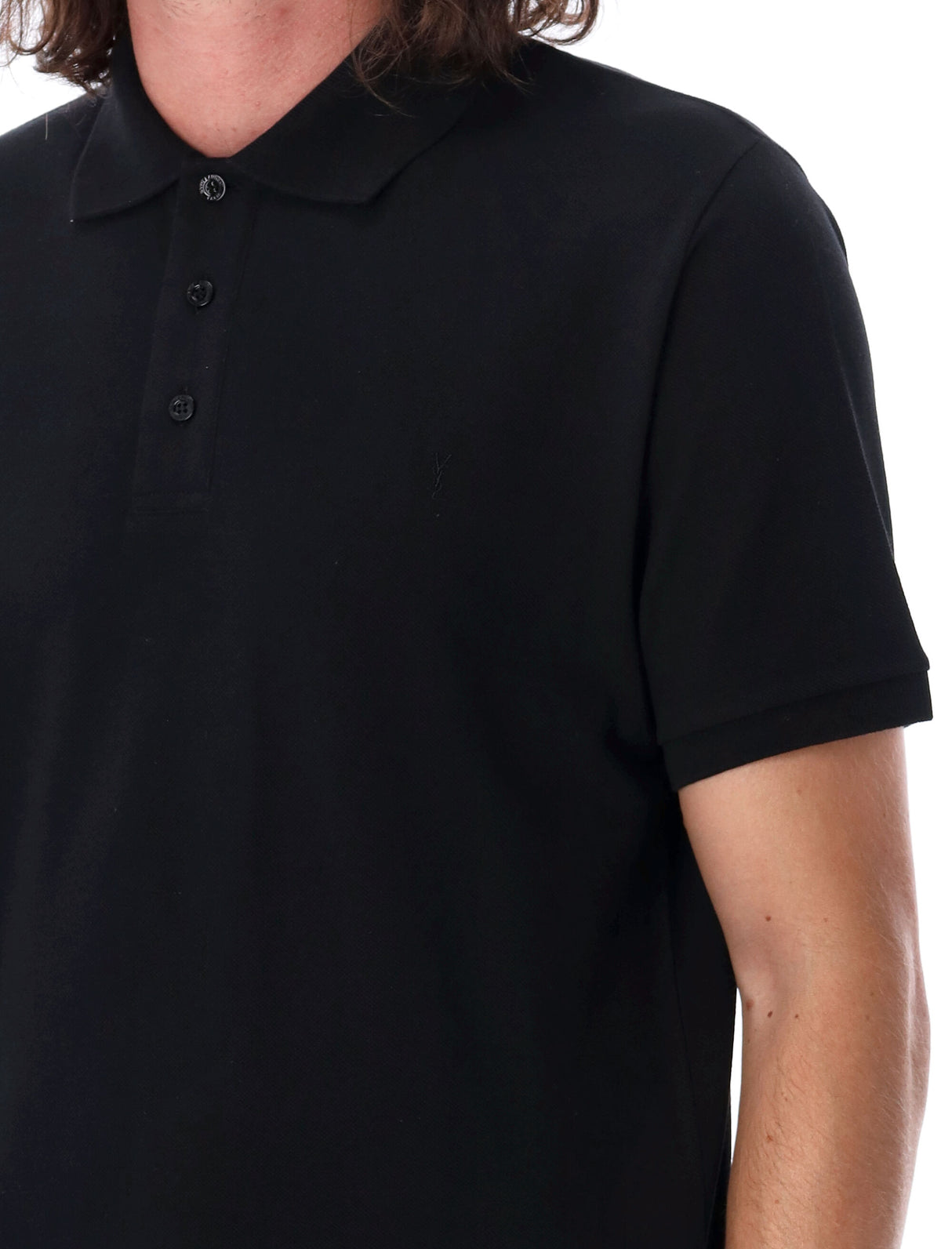 SAINT LAURENT Classic Regular Fit Polo with Short Sleeves (L)