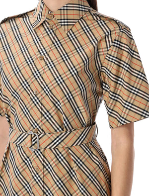 BURBERRY Relaxed Fit Mini Check Shirt Dress