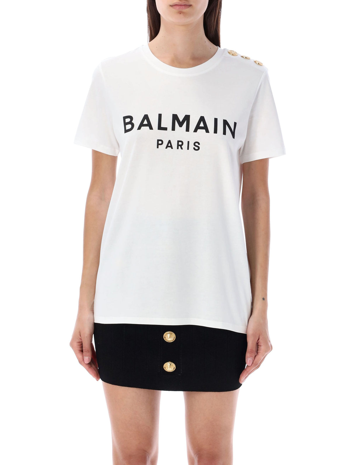 BALMAIN Flocked Paris T-Shirt - Long Fit, Size S