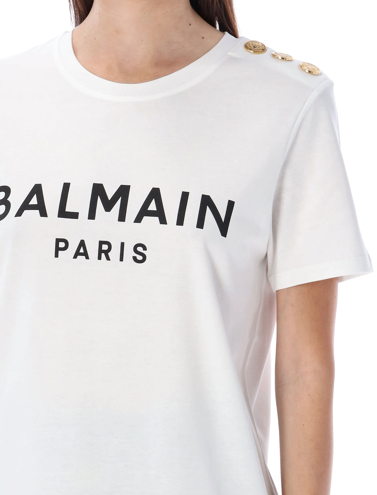 BALMAIN Flocked Paris T-Shirt - Long Fit, Size S