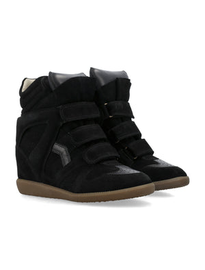 ISABEL MARANT High-Top Suede Sneakers with Hidden Heel