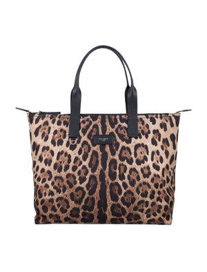 DOLCE & GABBANA Leopard Print Nylon Shopper Bag - 34cm x 41cm x 13cm