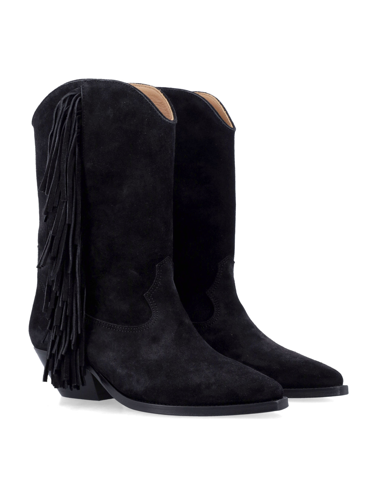 ISABEL MARANT Western Style Suede Calf Leather Boots - 4cm Heel