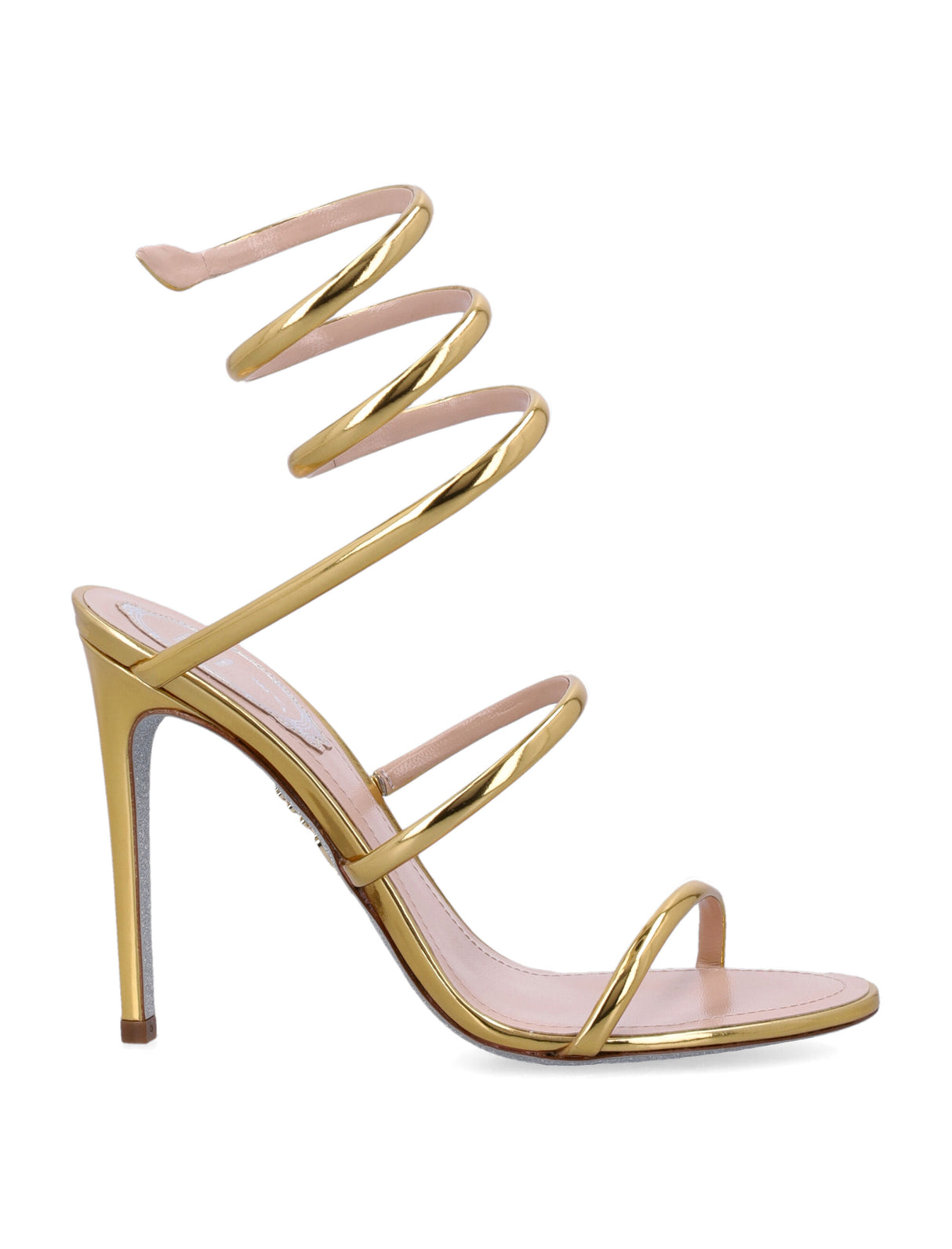 RENE CAOVILLA Cleo Metallic Mini Sandal with High Stiletto Heel