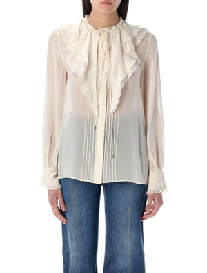 CHLOÉ Silk Ruffled Blouse - Size 36