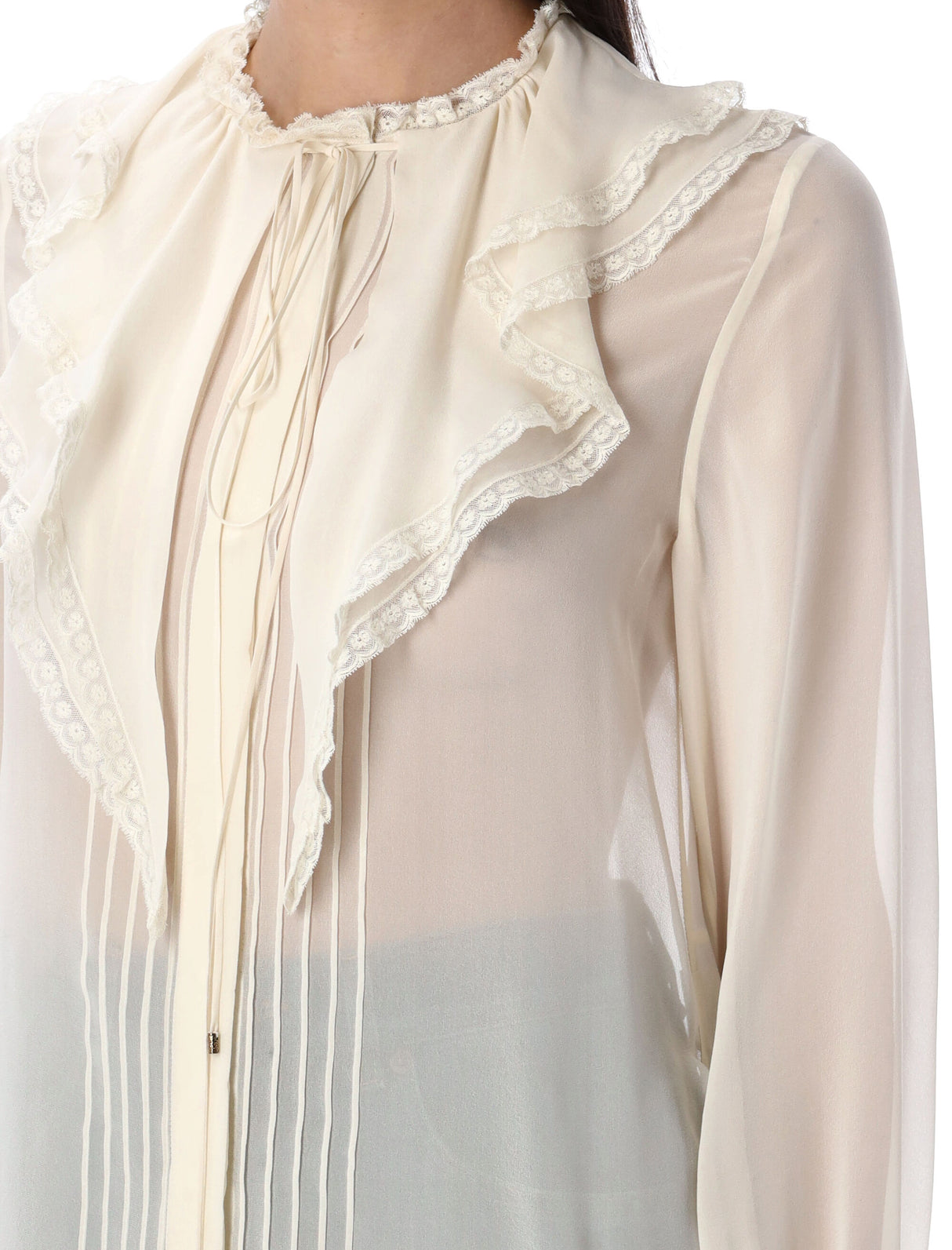 CHLOÉ Silk Ruffled Blouse - Size 36