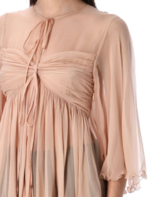 CHLOÉ Silk Pleated Top - Size 36