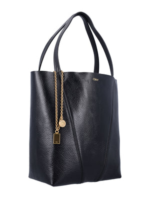 CHLOÉ Grained Leather Spin Tote Handbag 30 CM