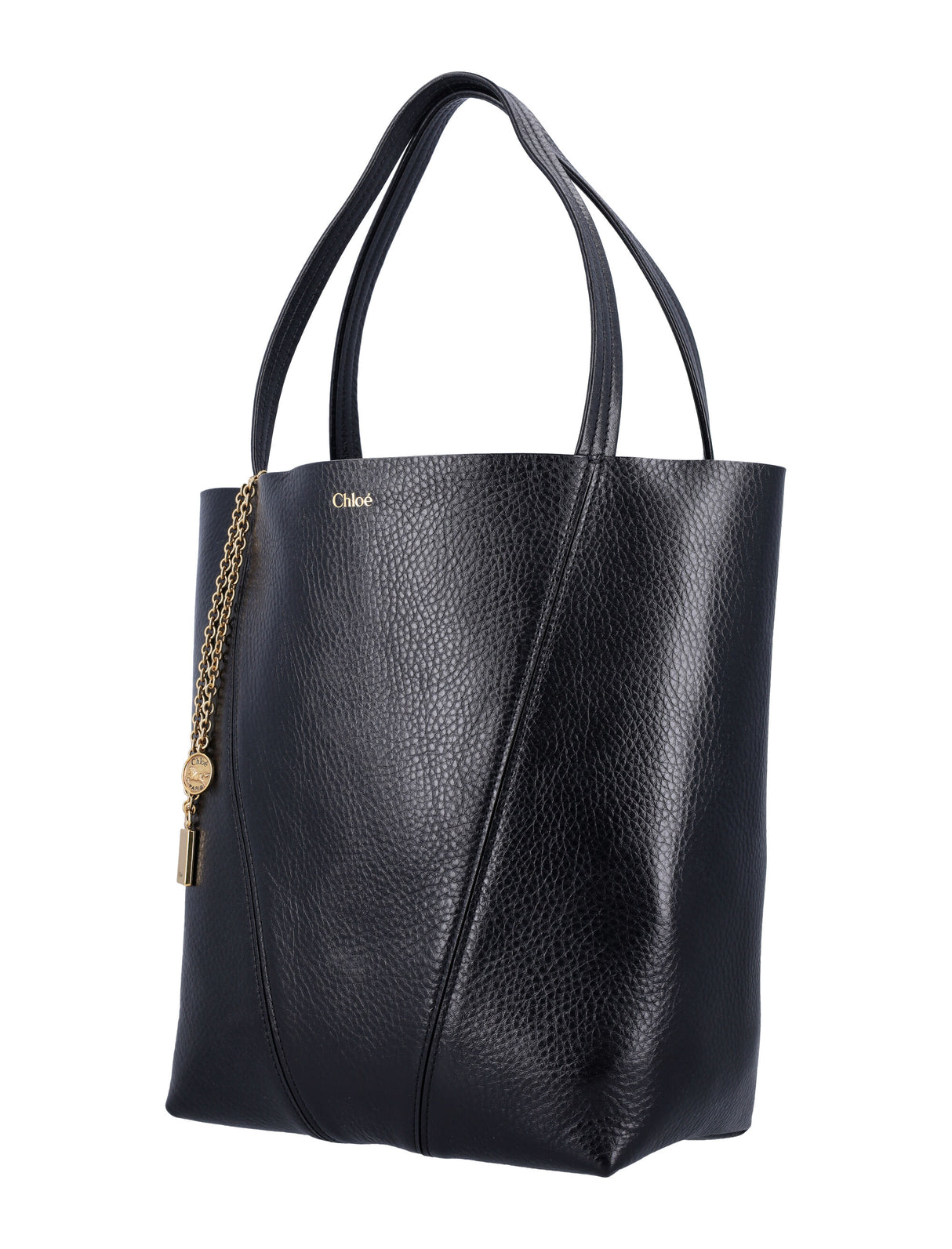 CHLOÉ Grained Leather Spin Tote Handbag 30 CM