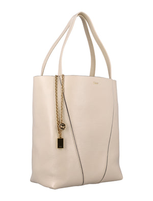 CHLOÉ Grained Leather Spin Mini Tote Handbag - 30cm x 27cm x 14cm