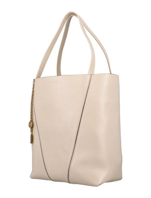 CHLOÉ Grained Leather Spin Mini Tote Handbag - 30cm x 27cm x 14cm