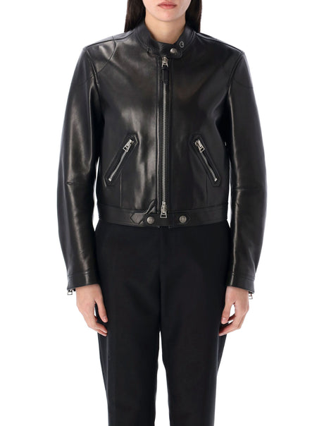 TOM FORD Women's Cropped Leather Racer Jacket - Size 40