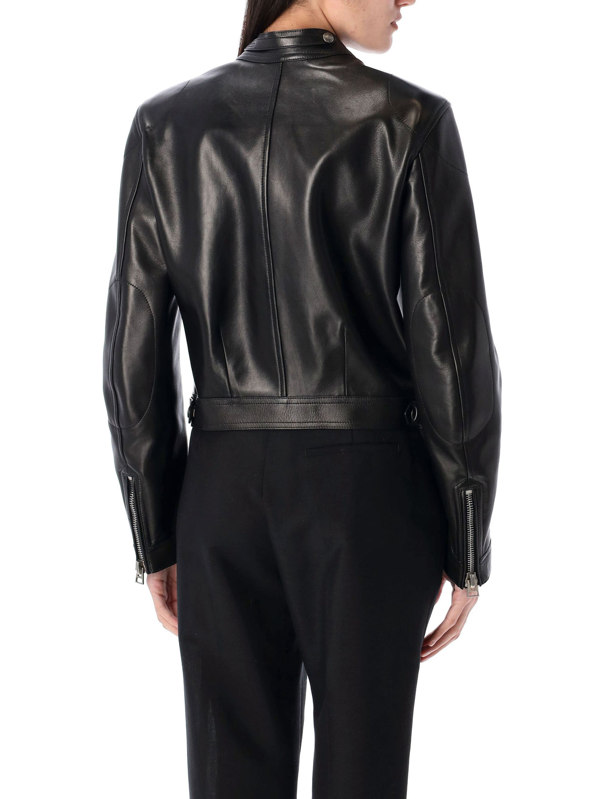 TOM FORD Women's Cropped Leather Racer Jacket - Size 40