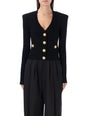 BALMAIN V-Neck Gold Buttons Knit Cardigan - Size 36