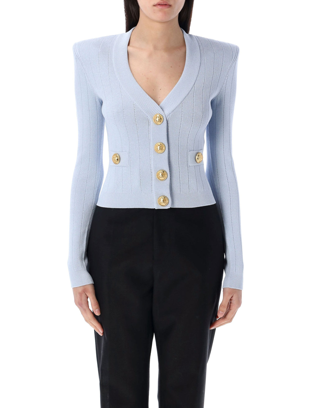 BALMAIN Gold Buttons Knit Cardigan - Size 36