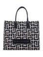 BALMAIN Monogram Jacquard and Leather 42 Tote Handbag