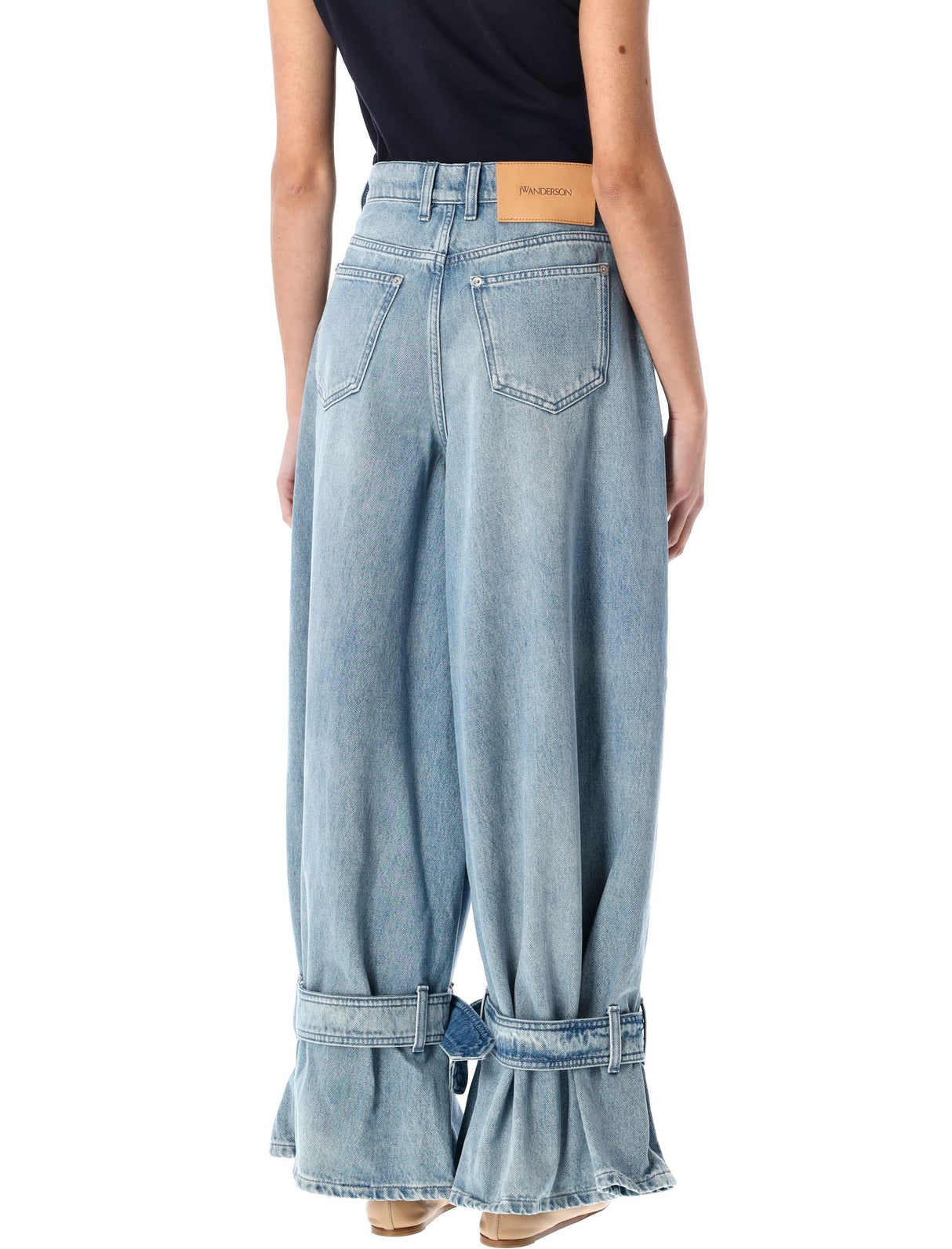 JW ANDERSON Mid-Rise Buckled Cuff Wide Leg Jeans - Size 26