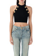 BALMAIN 6-Button Knit Halterneck Mini Top