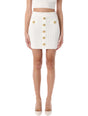 BALMAIN High Waist Fine Ribbed Knit Mini Skirt