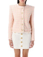 BALMAIN 5-Button Textured Tweed Jacket - Women's Size 38