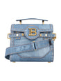 BALMAIN Mini B-Buzz 23 Handbag in Denim Print Canvas