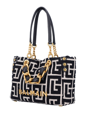 BALMAIN Mini Soft Monogrammed Jacquard Tote Handbag